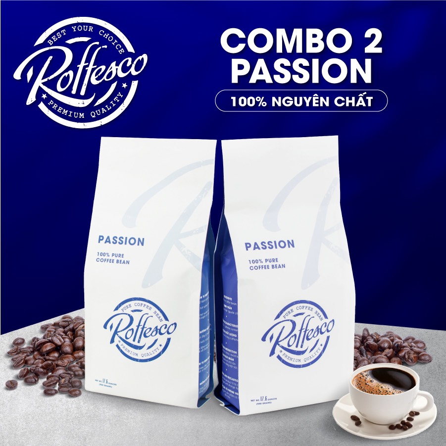 Combo 2 Cà Phê Bột ROFFESCO PASSION Hương Vị Nguyên Chất Túi 500g