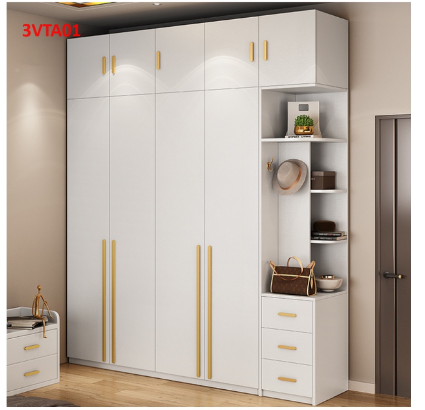 Tủ quần áo thiết kệ hiện đại - Tủ quần áo gỗ MDF 3ATA01 - Nội thất lắp ráp Viễn Đông ADV