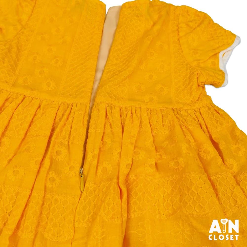 Đầm bé gái hoạ tiết Nơ Thêu Cam Cotton - AICDBGFDTOXD - AIN Closet