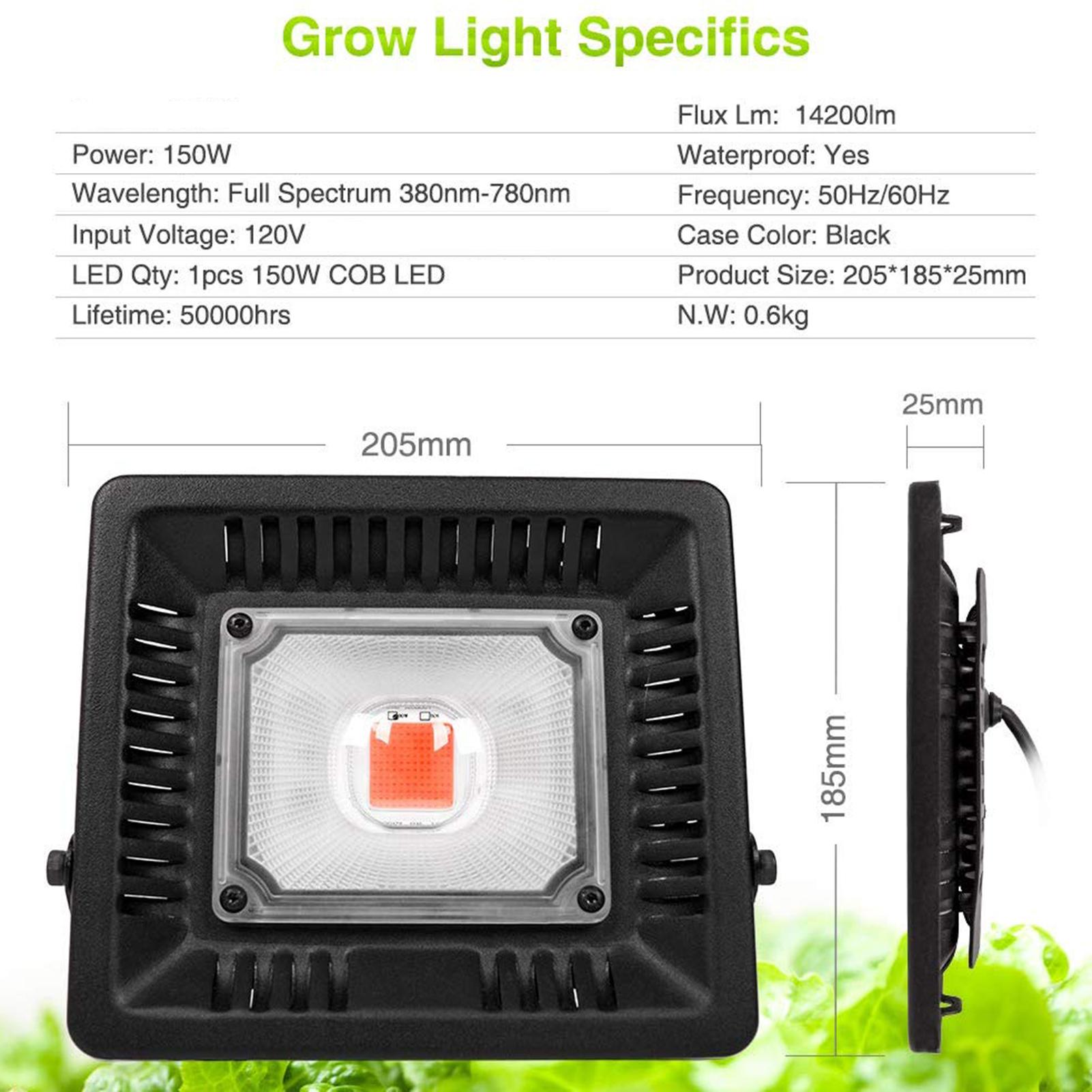 Đèn led kích thích cây trồng phát triển 150W với Ánh sáng Grow Full Spectrum tốt nhất, chip LED hiệu quả cao,khả năng chống thấm nước và chống bụi IP67