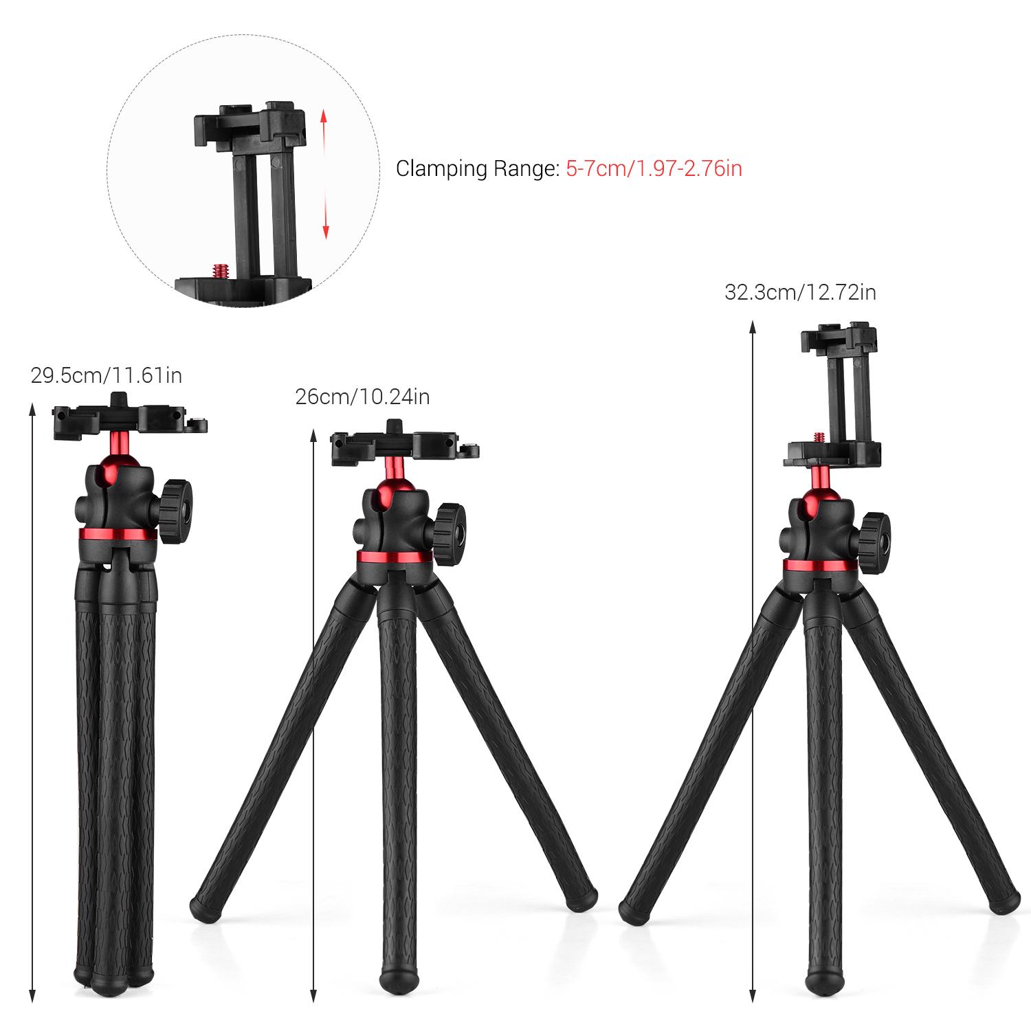 Chân điện thoại bạch tuộc linh hoạt Có thể xoay 360 độ với 1/4 vít ren Tích hợp Kẹp điện thoại