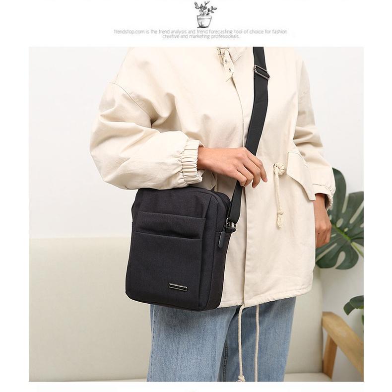 Túi đeo chéo nam Mini nhỏ gọn Slim Bag Unisex vải Oxford nhập khẩu chống thấm nước T44 - Ghi