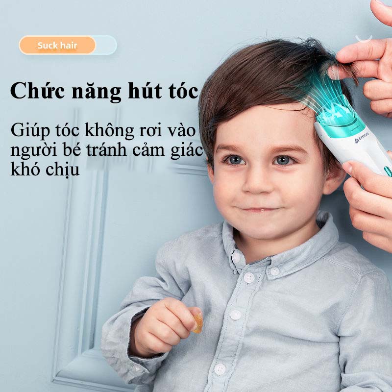 Tông Đơ Cắt Tóc Trẻ Em Có Hút Tóc Cao Cấp Chigo - Tăng Đơ Cắt Tóc Cho Bé Cầm Tay Không Ồn Không Ngứa An Toàn Cho Trẻ