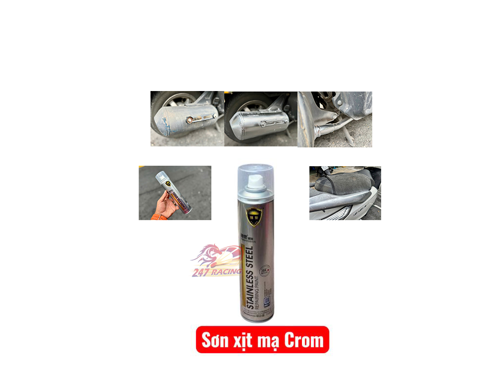Sơn xịt mạ Crom Sáng Bóng tích hợp xi mạ chống rỉ siêu bền , phục hồi như mới hàng chất lượng