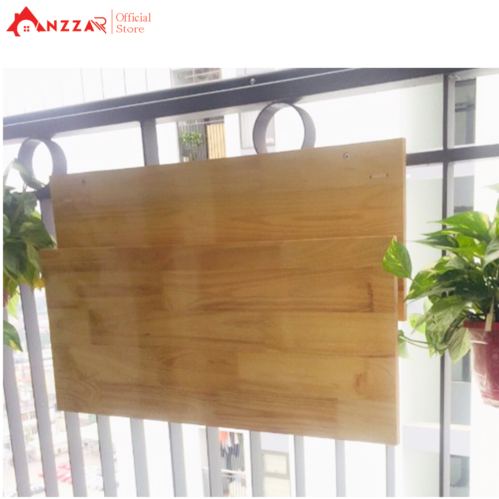 Bàn gỗ treo ban công gấp gọn kích thước chất liệu gỗ thông nhập khẩu cao cấp Anzzar BBC-04