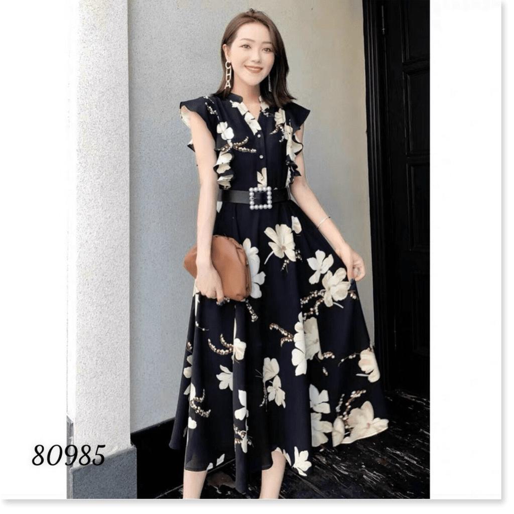 ĐẦM XÒE LỤA HOA KÈM DẬY LỤA HOA CỘT EO SIÊU ĐẸP DÀNH CHO CÁC QUÝ PHU NHÂN KME FASHION