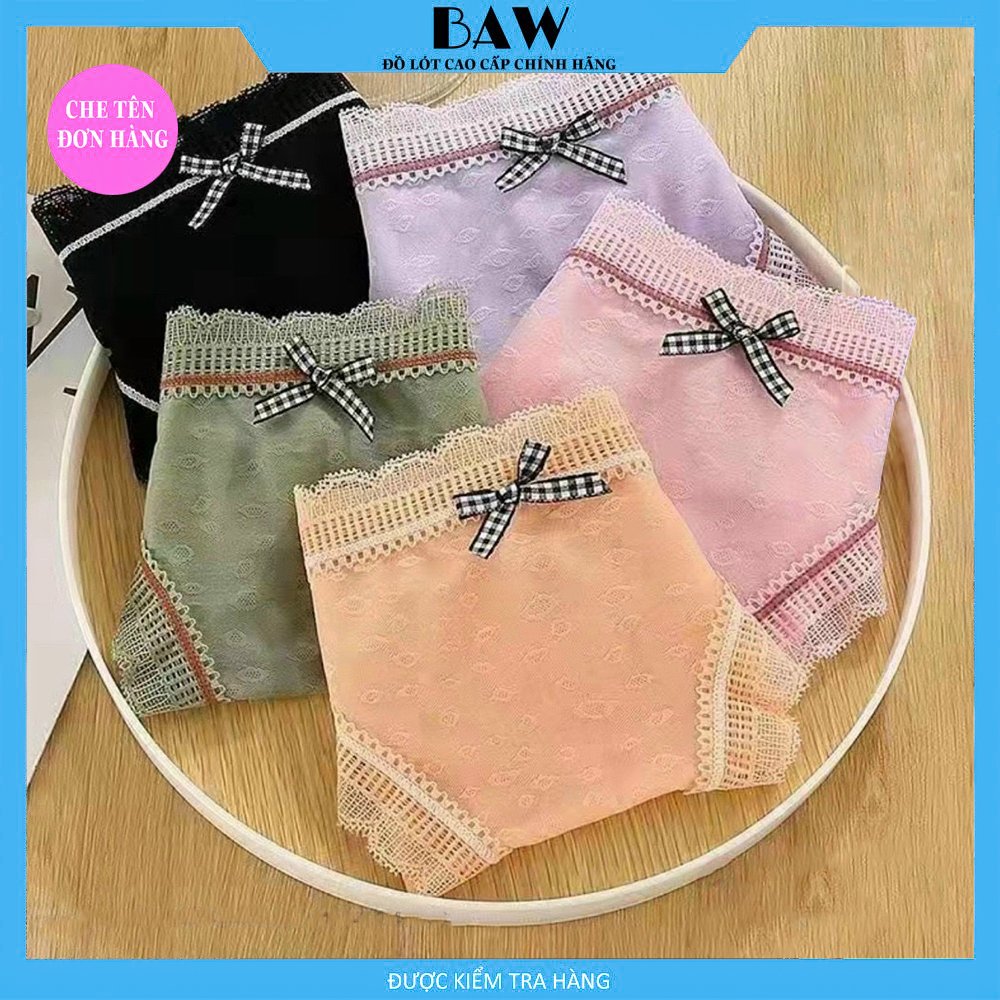 Quần Lót Nữ, Bộ 5 Quần Lót Ren Nữ Cao Cấp Mềm Mịn Hàng Thương Gia, Quần Lót Nữ Kháng Khuẩn, Quần Lót Nữ Co Giãn Tốt Thương Hiệu Baw Mã QLN1508