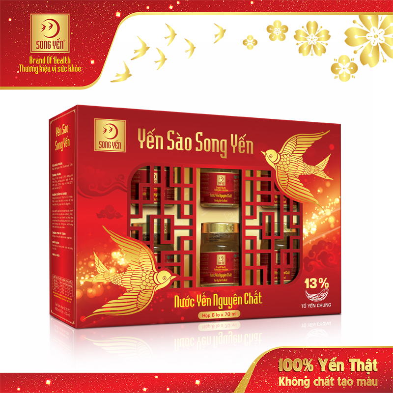 Nước Yến Nguyên Chất 13% Song Yến (Lốc 6 x 70ml)