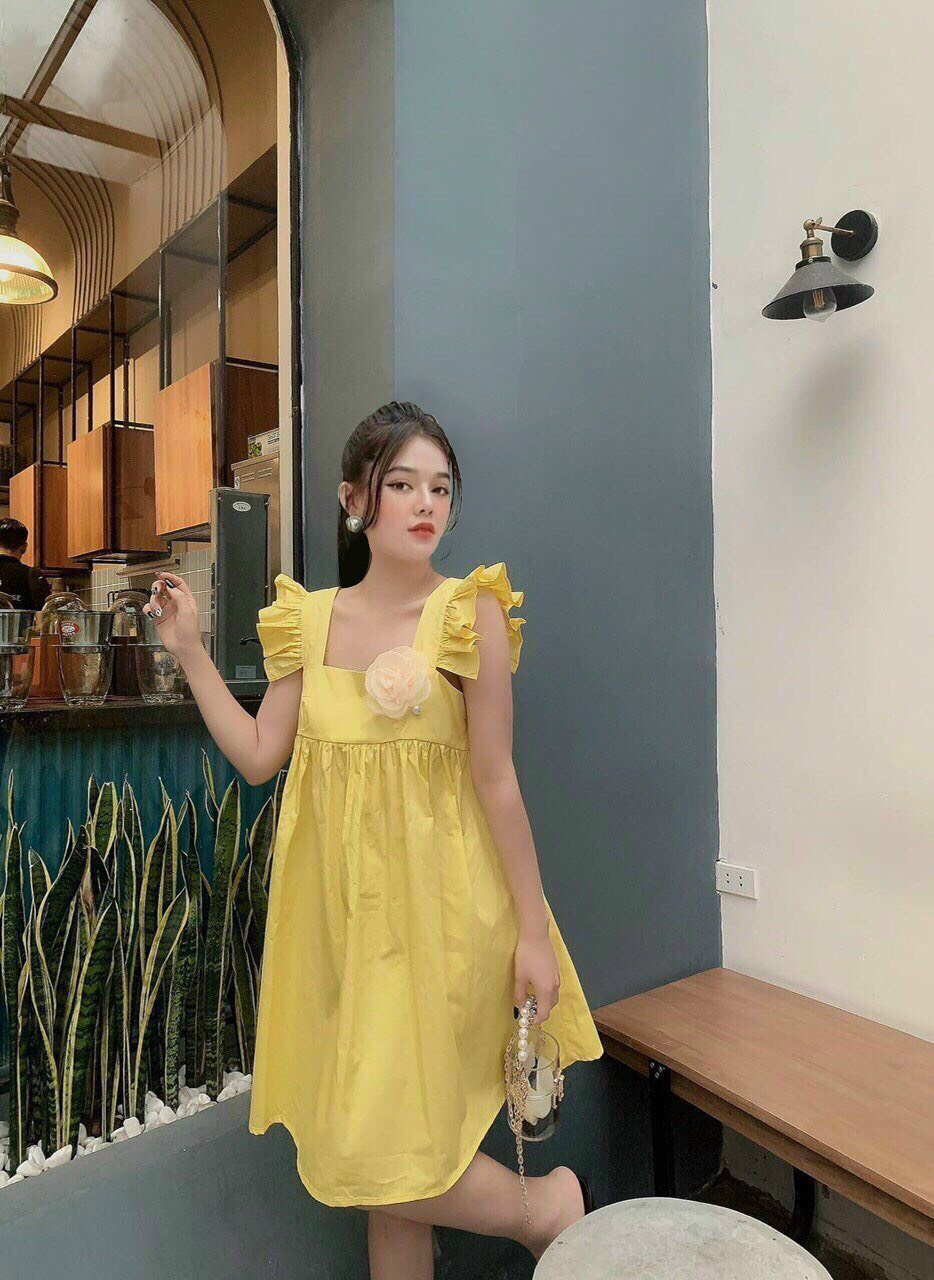 ĐẦM BABYDOLL TAY CÁNH TIÊN (TẶNG KÈM HOA CÀI XINH) D4019 - BNS