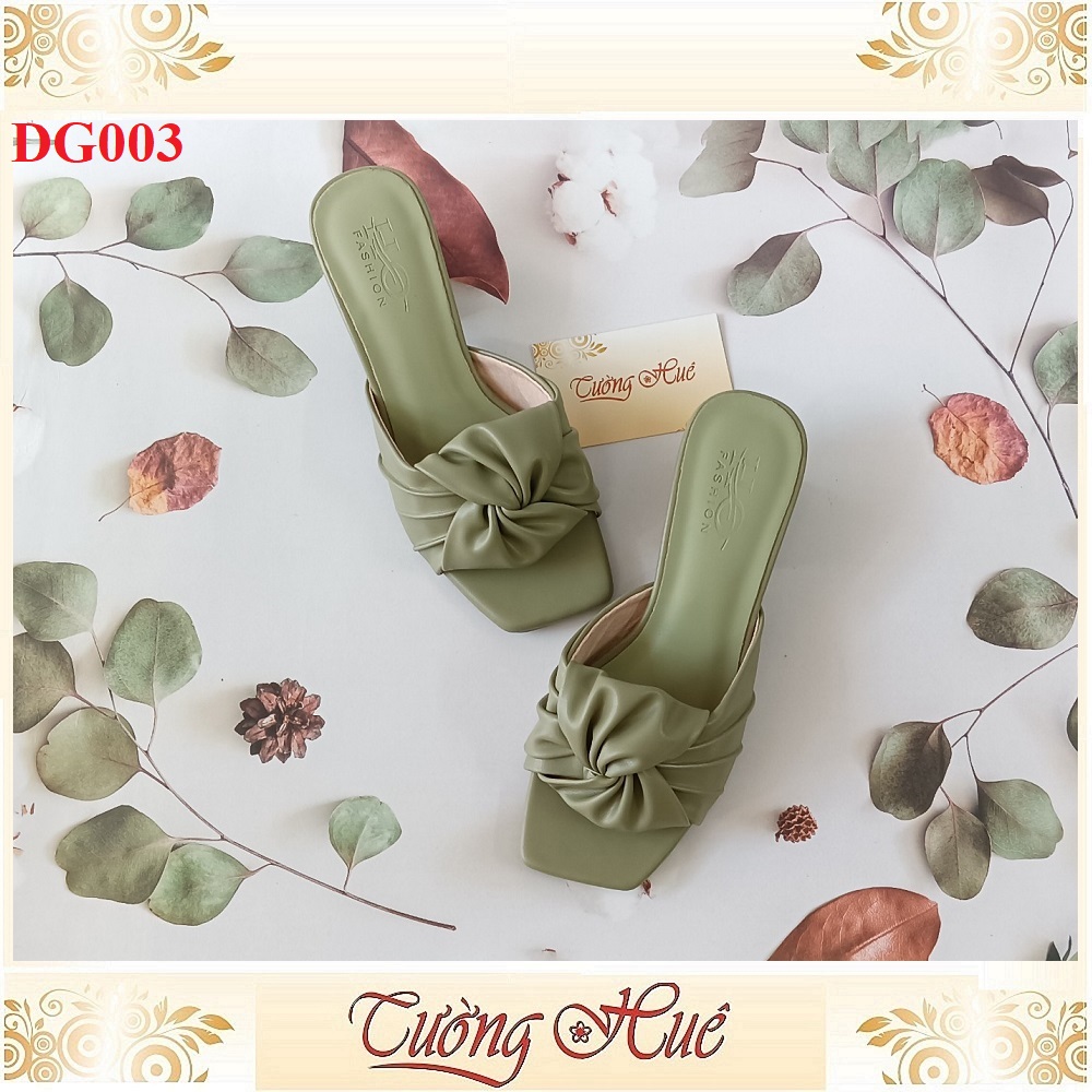 Dép Cao Gót Mũi Vuông Quai Nhún Gót Vuông Cao 3CM - DG003