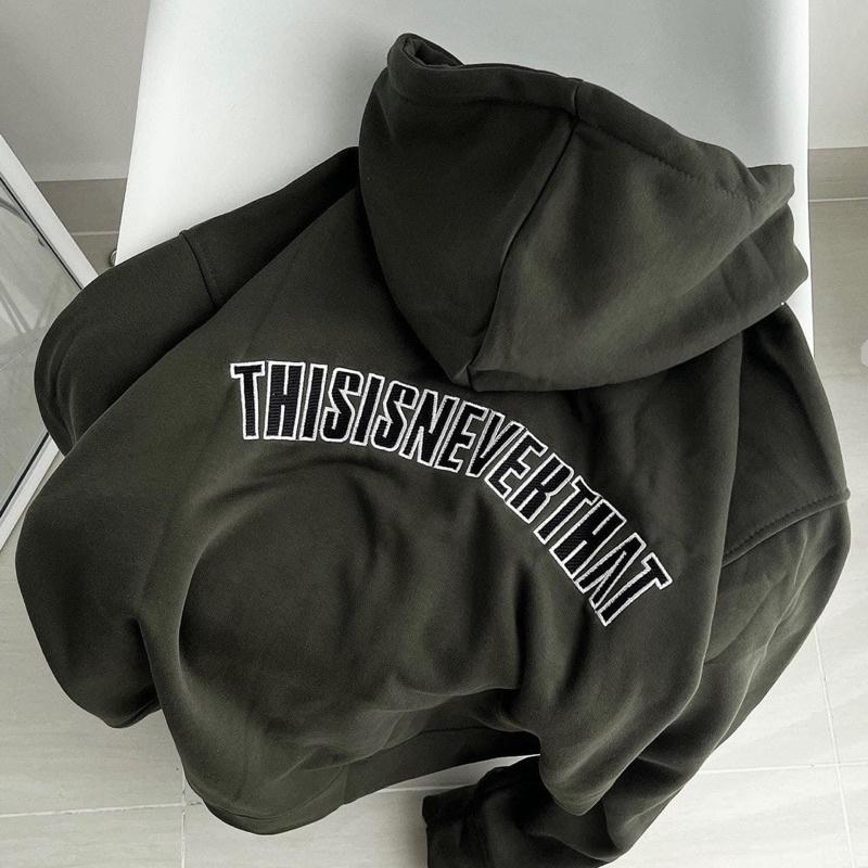 Áo Khoác Form Rộng Xanh Rêu Chữ Thêu Thisneverthat clothes