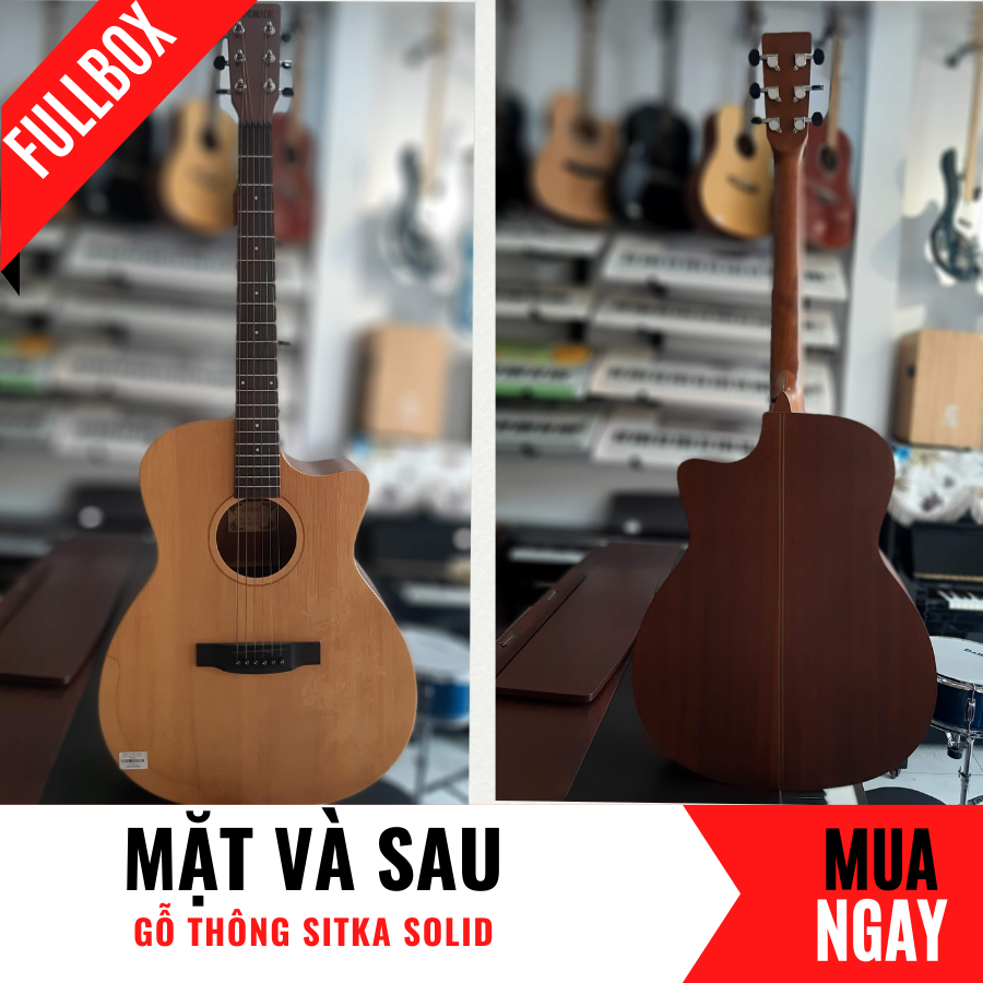 Đàn Guitar Acoustic Handmade F280L Dáng Khuyết Bằng Gỗ Thông Cao Cấp + Phụ Kiện (Size 4/4)