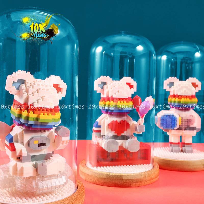 ( hộp , đèn led) le go 3D gấu bearbrick dễ thương quà tặng bạn gái bạn trai, sinh nhật 10xtimes