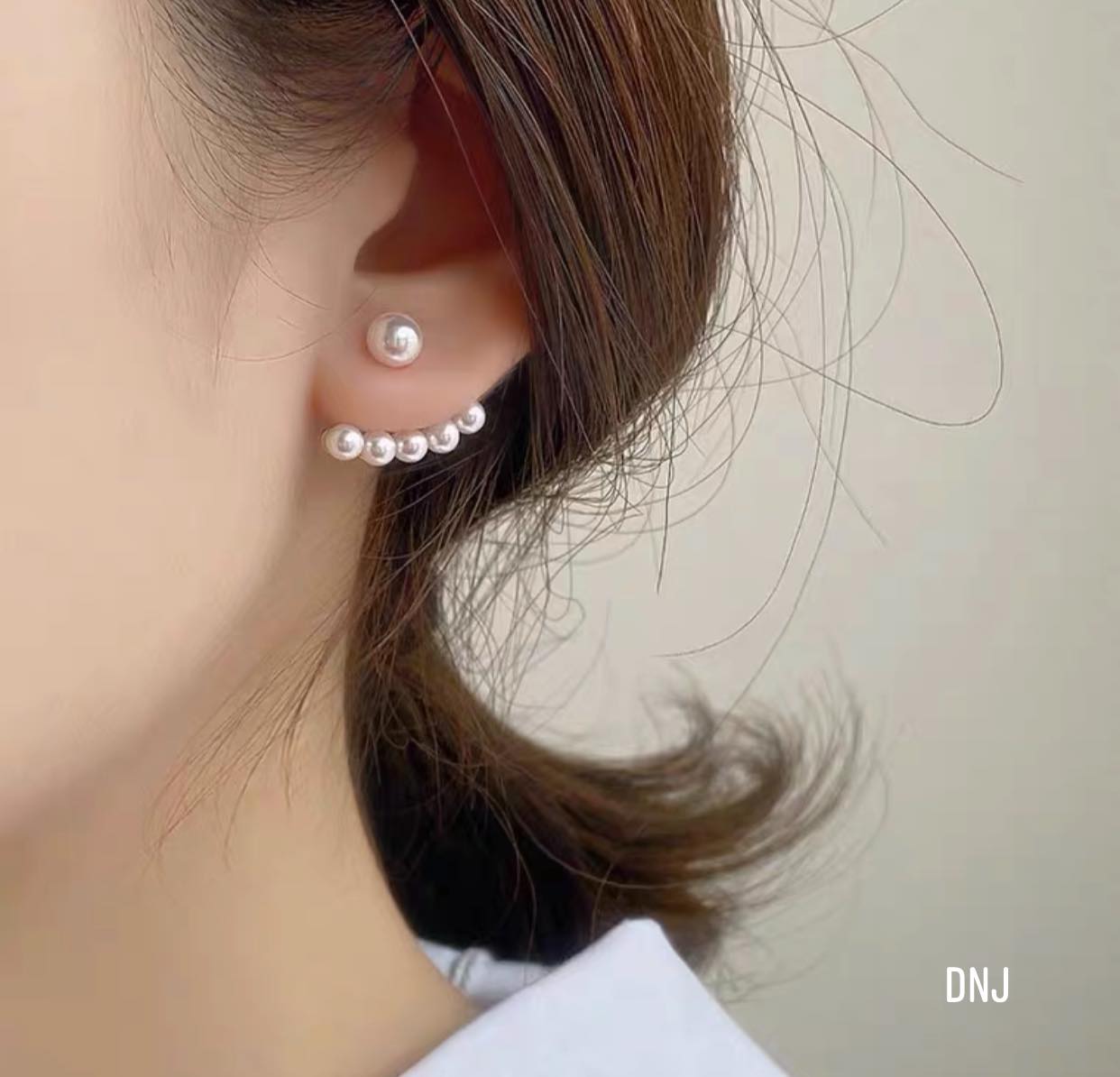 Bông tai bạc gắn trai giả