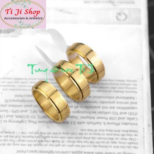Nhẫn titan bát nhã tâm kinh bản nhỏ 6mm màu vàng siêu đẹp, bền màu - đeo tay vạn sự may