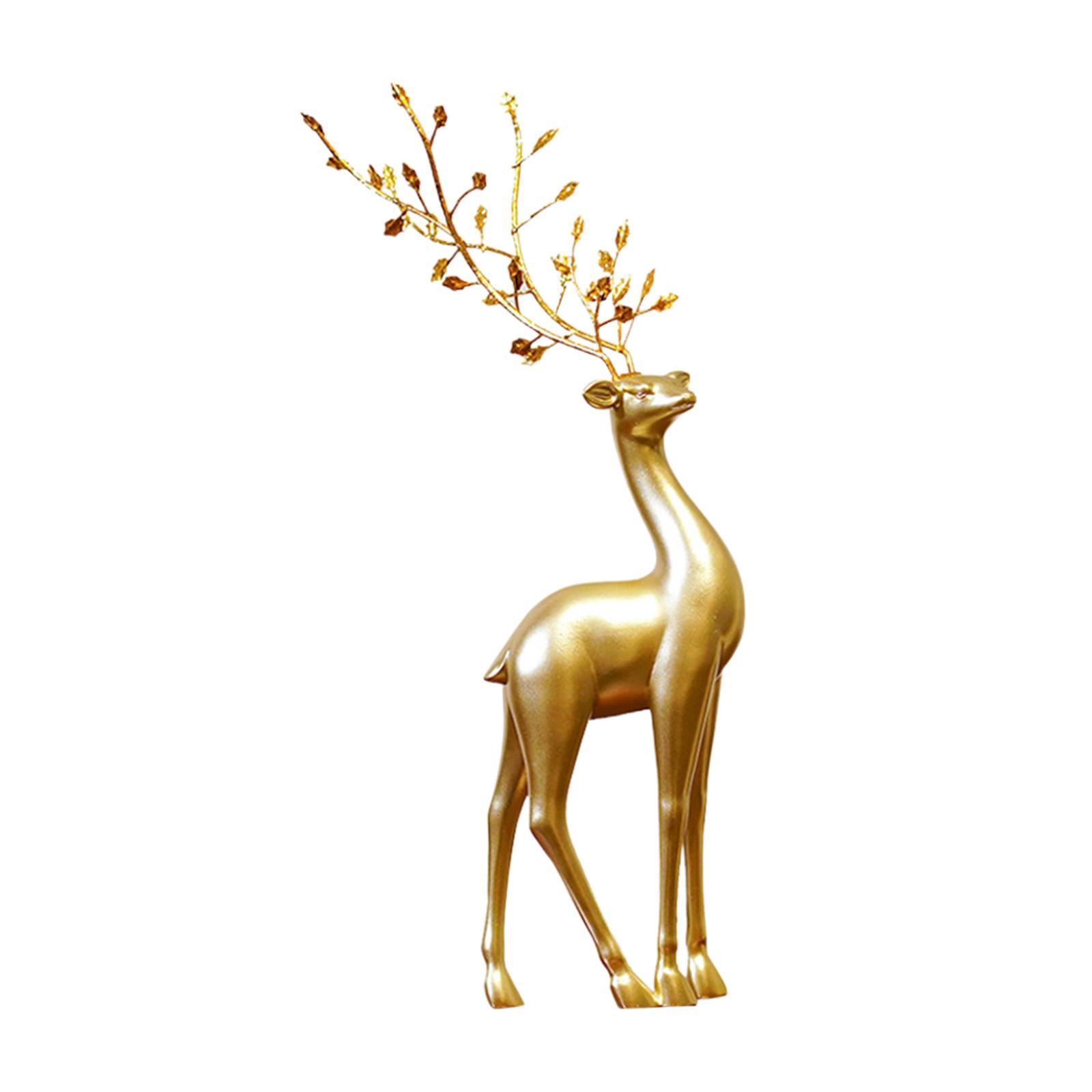 Resin Reindeer Figurine Display Cabinet Ornaments Animal Toys Tabletop Decoration Animal Statue Deer Reindeer Figures for Desktop Home Gifts