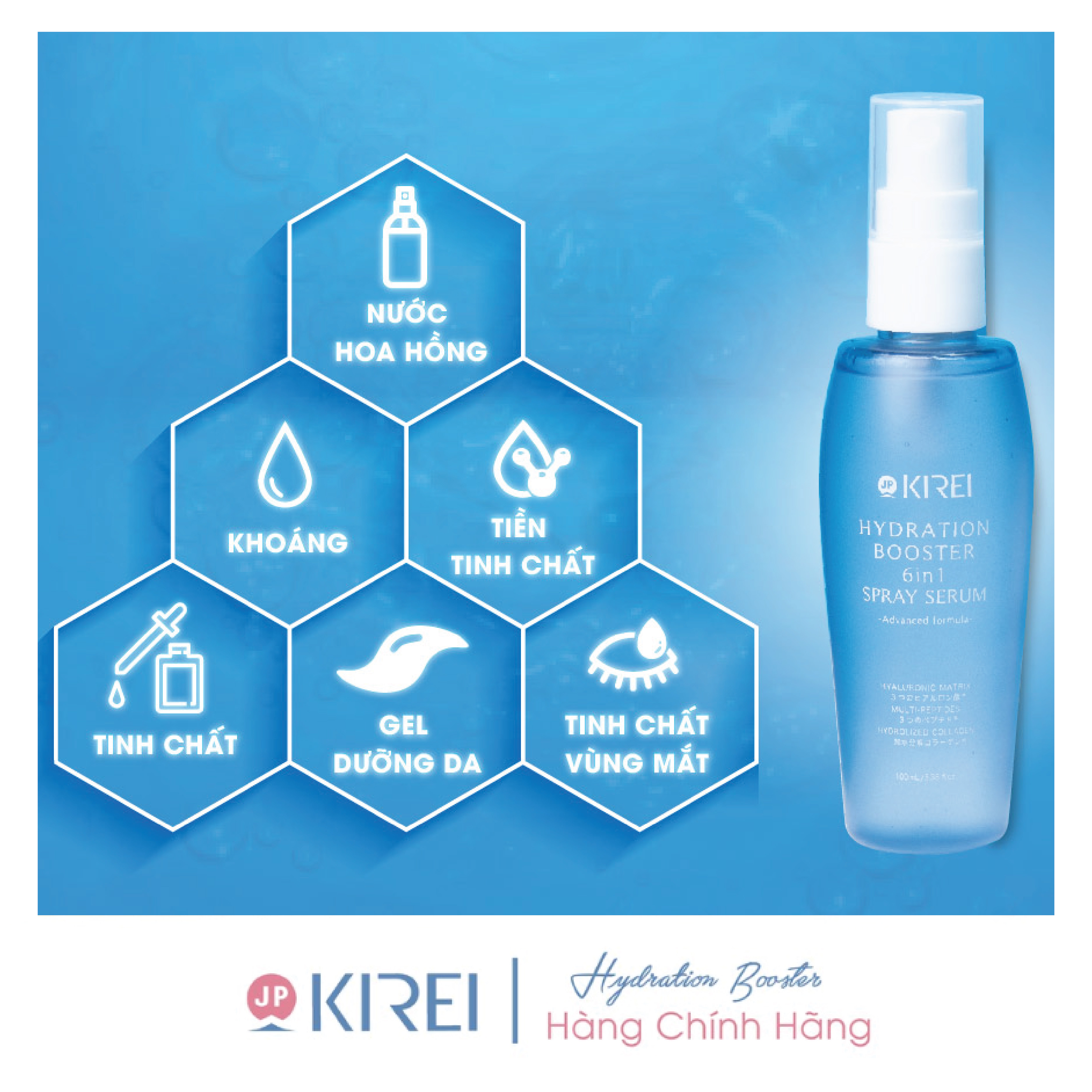 Tinh Chất Cấp Ẩm Dạng Xịt 6 trong 1 Kirei JP - Hydration Booster 6in1 Spray Serum 100ml