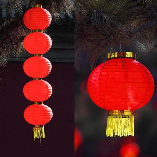 Lồng đèn giấy hình tròn treo trang trí năm mới phong cách Trung Hoa
