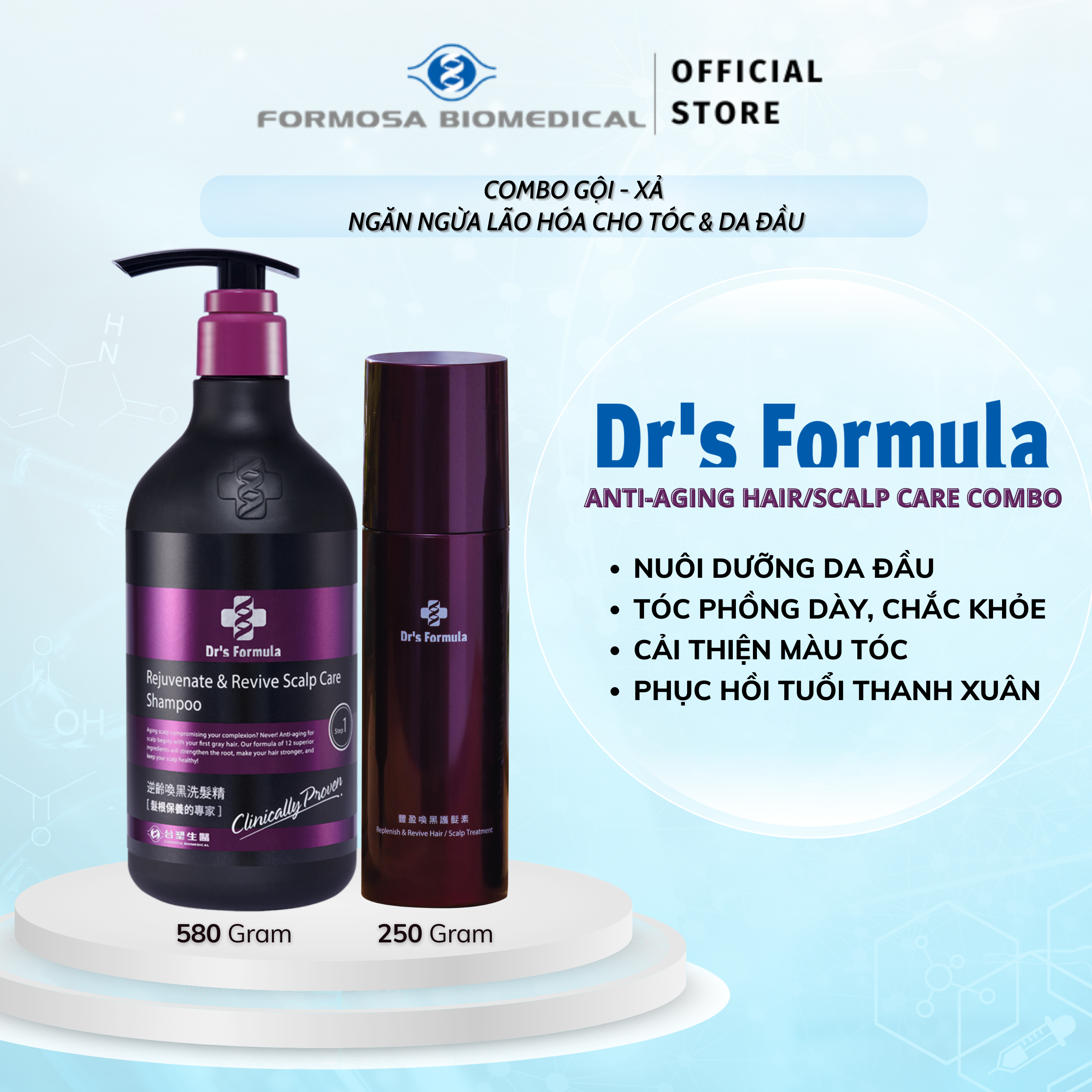 Combo Gội-Xả Ngăn ngừa lão hóa tóc/da đầu Dr's Formula