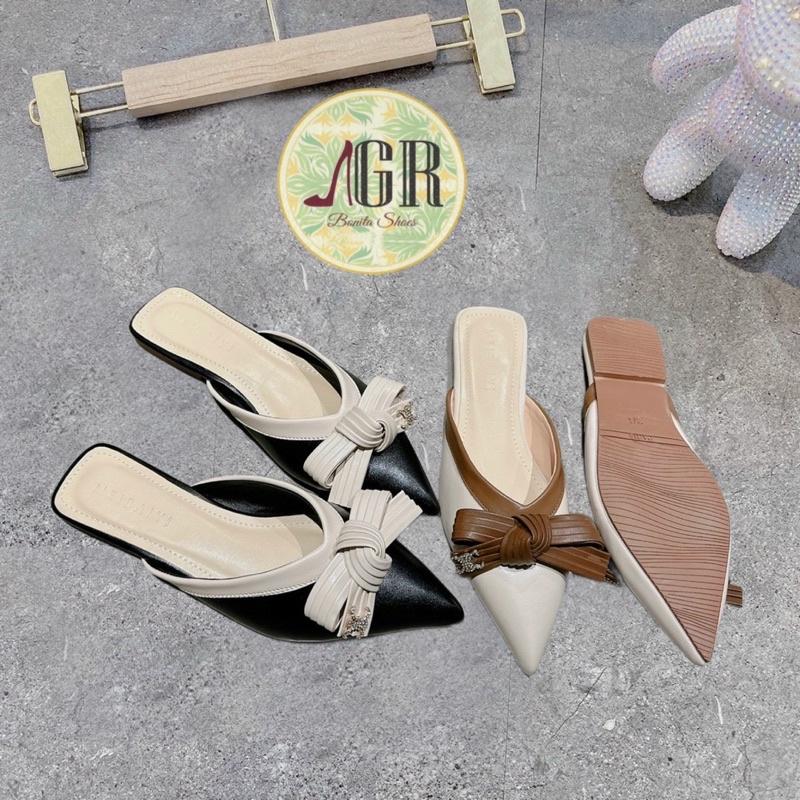 Dép sục mũi nhọn nơ tầng khoá hiệu cao cấp da mềm