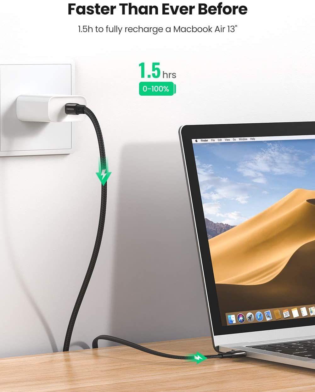 Ugreen UG10969US331TK 2M 60W màu đen cáp USB type C dẹp mạ nickel chống nhiễu - HÀNG CHÍNH HÃNG