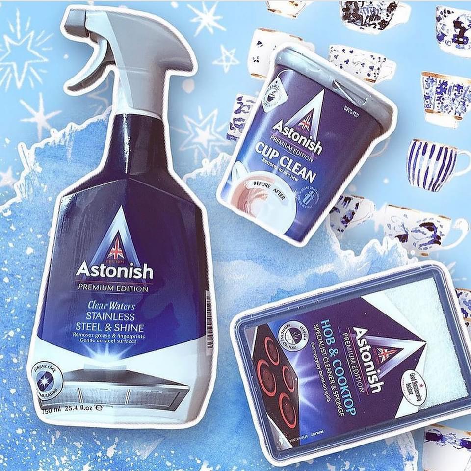 Bột tẩy rửa cặn trà cà phê, tẩy lồng máy giặt Astonish 350g Anh Quốc mẫu mới