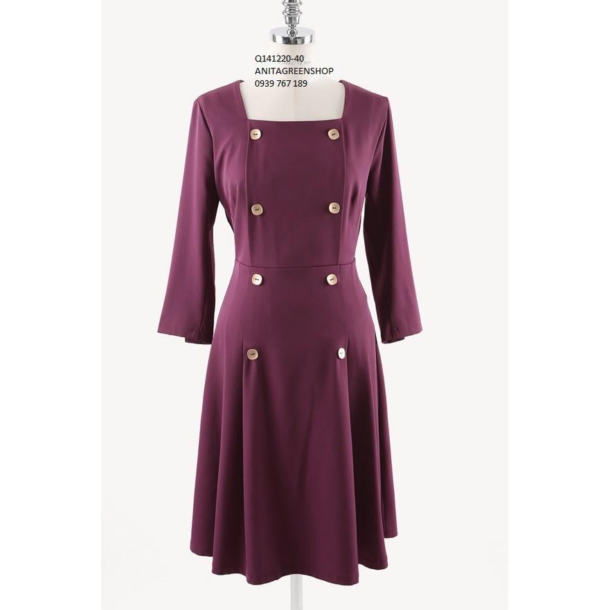 Q141220 ĐẦM XÒE CỔ VUÔNG MÀU TÍM