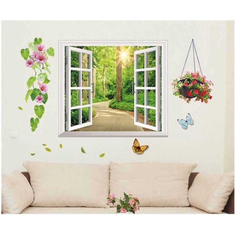 Decal dán tường cửa sổ, mặt trời