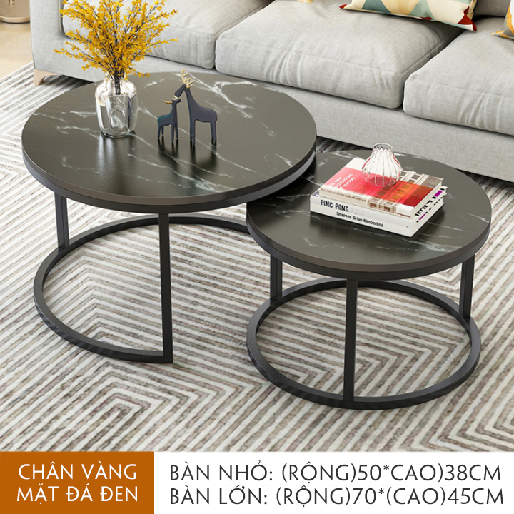 Bàn trà đôi cao cấp, bàn trà mặt vân đá đẹp, bàn sofa