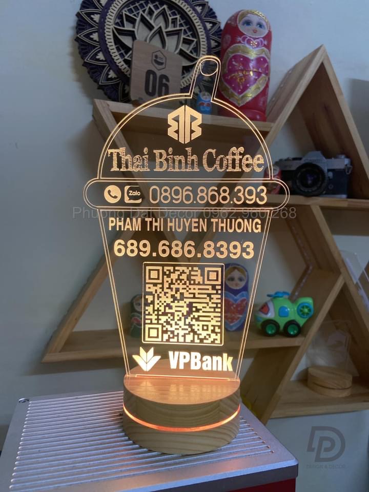 Logo shop - Bảng STK quét mã QR - Đèn led mica