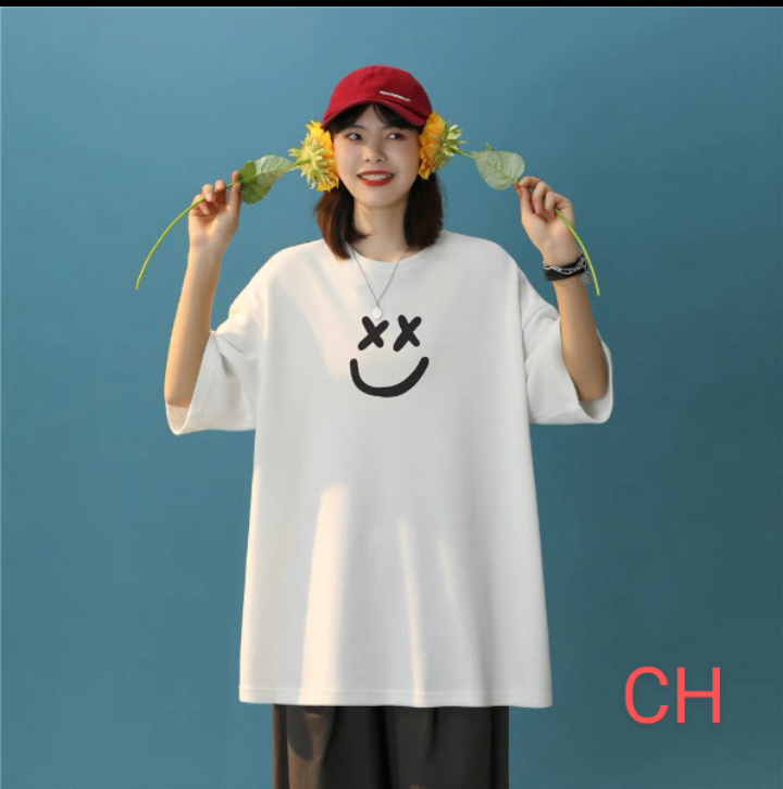 Áo thun tay lỡ unisex from rộng ,áo thun mặt cười XX nam nữ