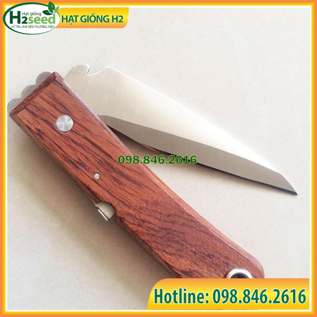 Dụng cụ ghép cành, chiết cành cán gỗ, thép nhật không rỉ, gấp gọn gàng, lưỡi sắc, bén lâu dài - Hạt giống H2 seeds