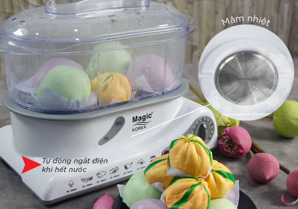Máy hấp thực phẩm đa năng 03 tầng Magic Korea A61 - Hàng Chính Hãng