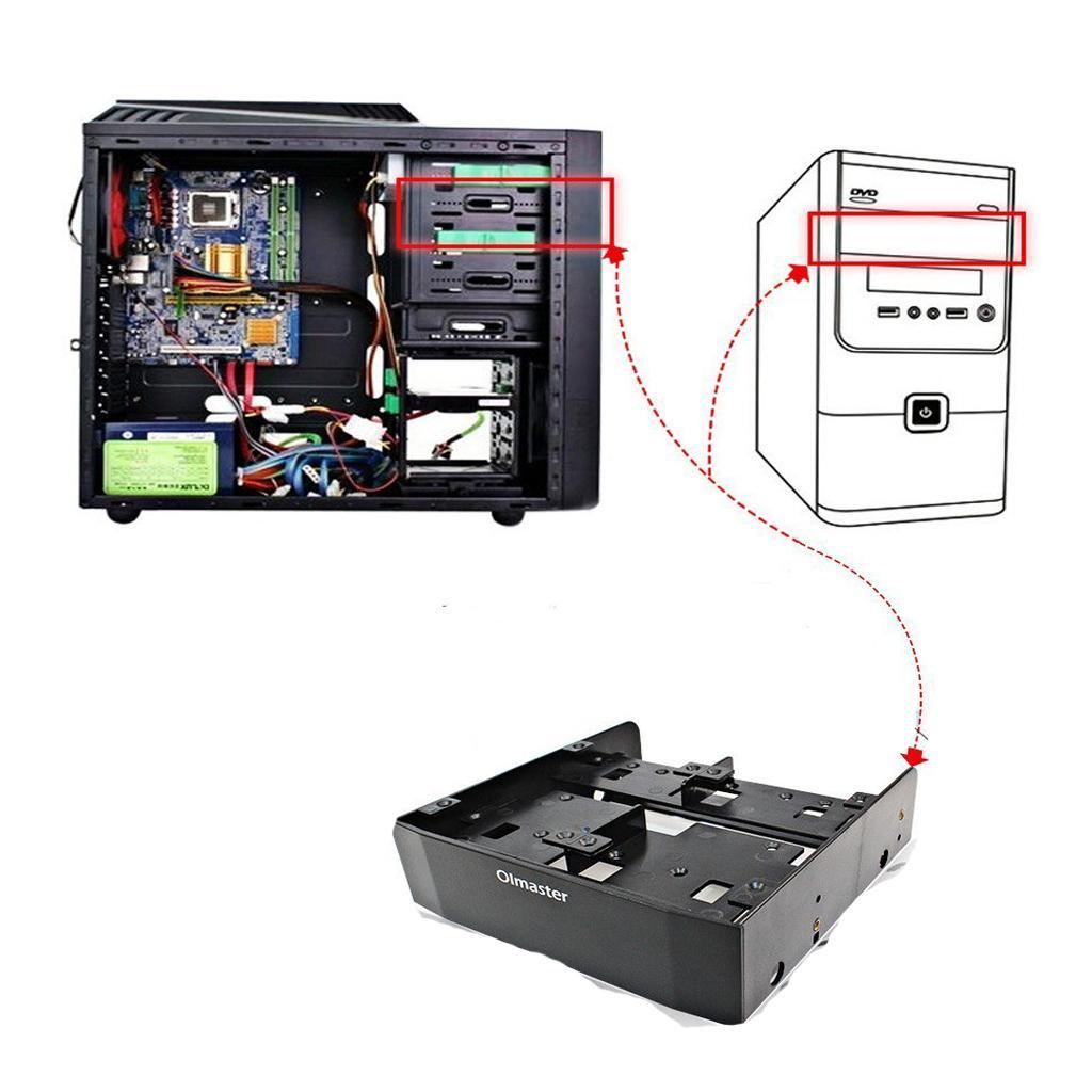 Internal 5.25" to 3.5-Inch Hard Disk Drive HDD Mounting Bracket Kit for PC