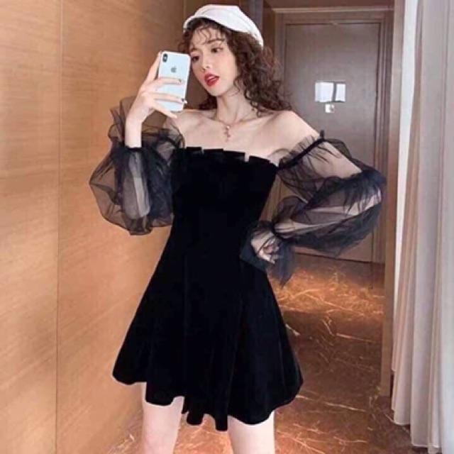 Đầm xoè Umi phối tay lưới phong cách tiểu thư sang chảnh