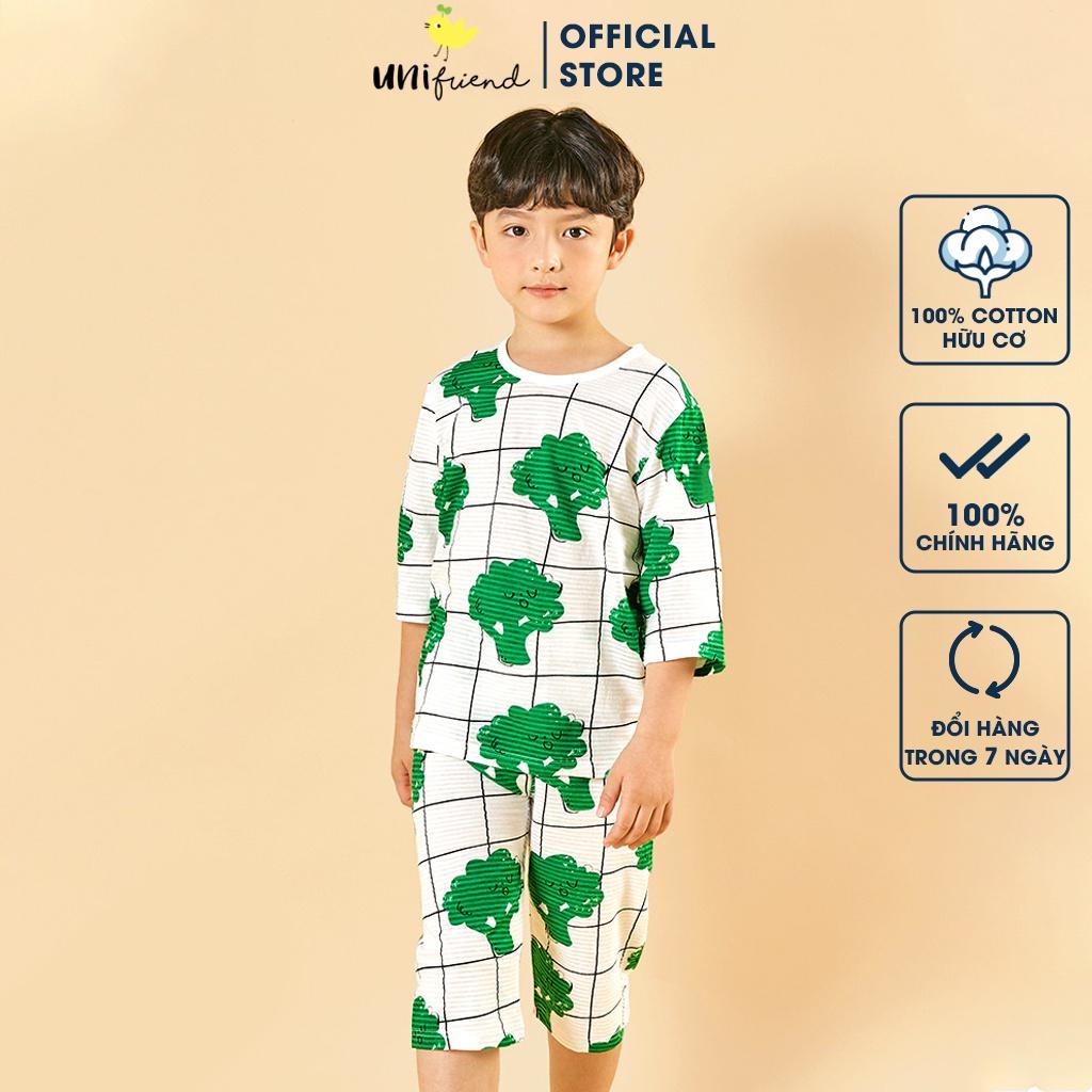 Bộ đồ lửng tay mặc nhà cotton giấy cho bé trai U2017 - Unifriend Hàn Quốc, Cotton Organic