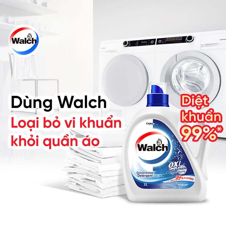 Nước giặt Walch đậm đặc siêu tiết kiệm, kháng khuẩn, khử mùi, tiêu diệt mạt bụi 99%, thích hợp cửa trên và cửa trước