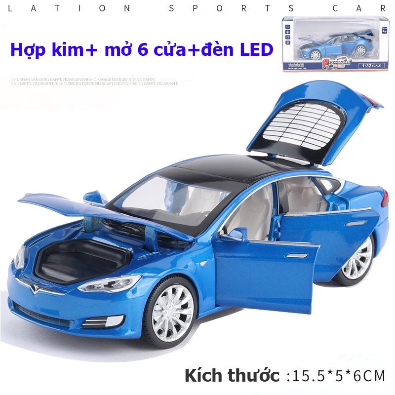 Đồ chơi mô hình xe TESLA chất liệu hợp kim có nhạc đèn mở được tất cả cánh cửa tỷ lệ 1:32