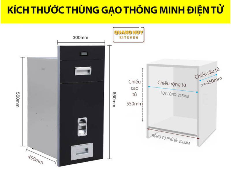 Thùng gạo điện tử Eurogold đo chuẩn xác lượng gạo khi nấu