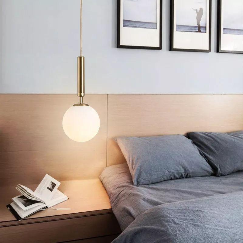 ĐÈN THẢ PHONG CÁCH BẮC ÂU CẦU THỦY TINH TRẮNG ĐỤC, CẦU THỦY TINH TRONG THÂN MẠ VÀNG ĐỒNG PHÙ HỢP ĐÈN BÀN ĂN, PHÒNG NGỦ0