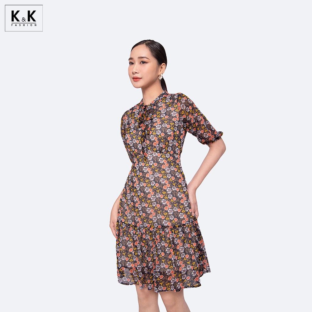Đầm Đuôi Cá Hạ Eo Họa Tiết Hoa K&amp;K Fashion KK117-40 Chất Liệu Voan Tăm