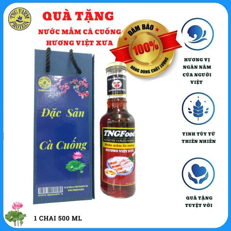 NƯỚC MẮM CÀ CUỐNG HƯƠNG VIỆT XƯA LOẠI THƯỢNG HẠNG THƠM NGON. SẢN PHẨM CHÍNH 2 CHAI 250 ML - SẢN PHẨM BÁN KÈM : MUỐI CÀ CUỐNG CHẤM HOA QUẢ  Mã SP : NM2-250