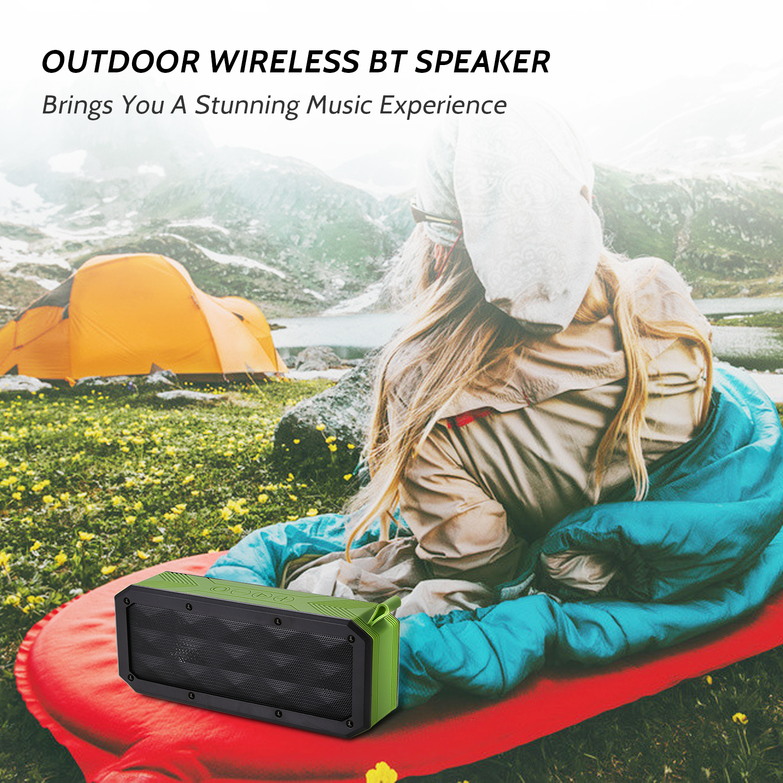 Loa BT Ngoài Trời Không Dây Thẻ TF AUX Với Máy Nghe Nhạc Mini MP3 IP65 Có Thể Sạc Lại Không Thấm Nước