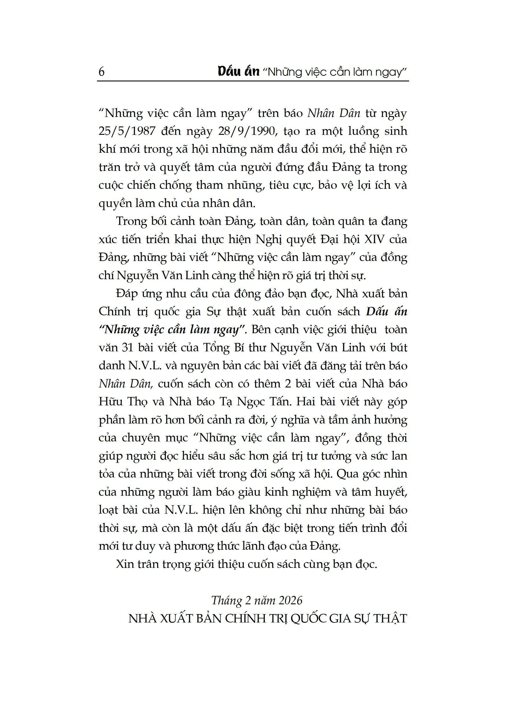 Dấu ấn "Những việc cần làm ngay"