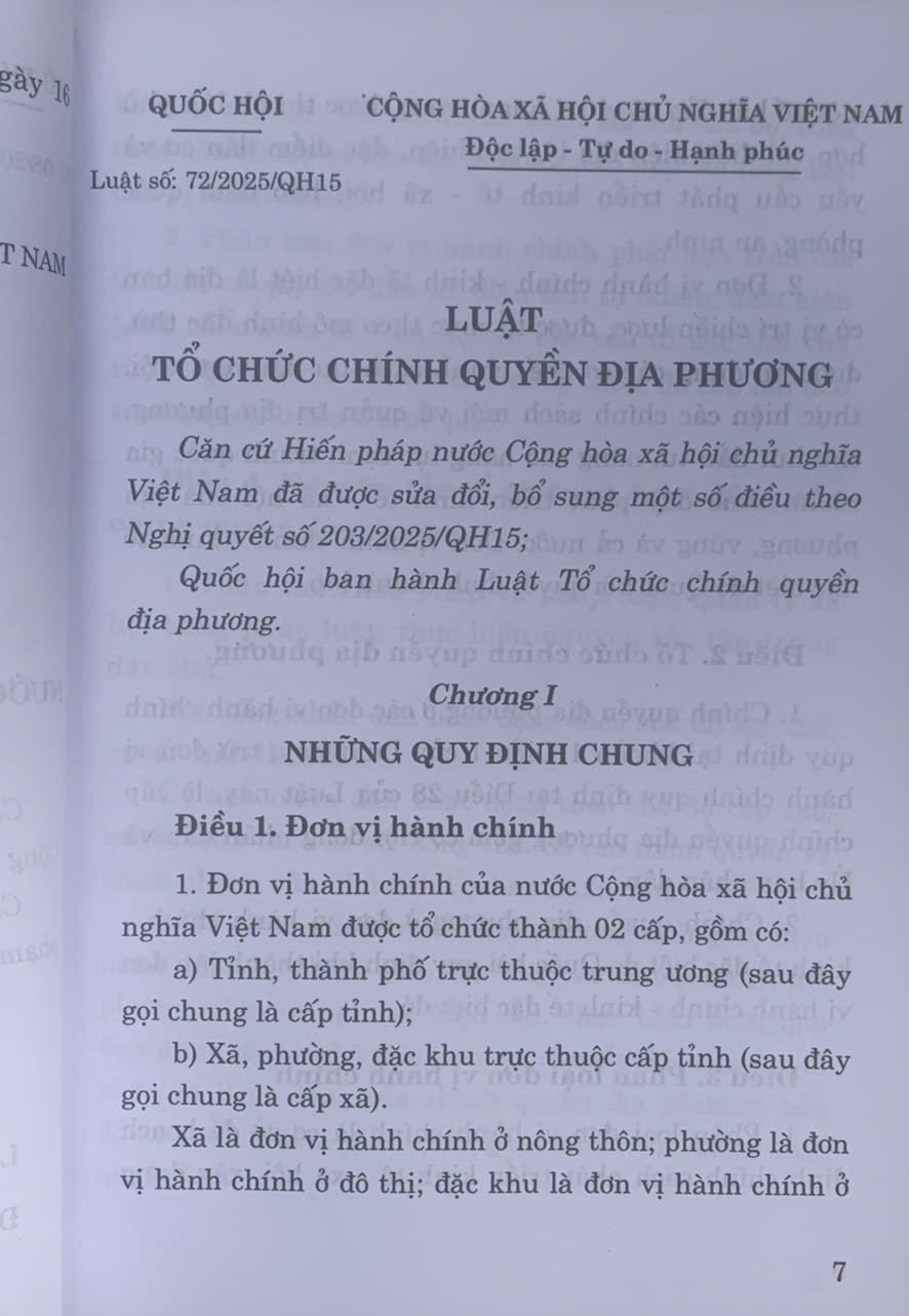 Luật tổ chức chính quyền địa phương