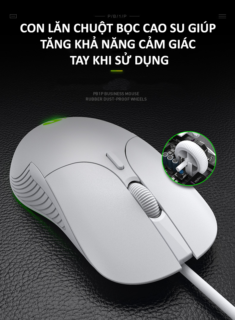 Chuột có dây INPHIC PB1P 6 nút với độ DPI lên đến 4800 phù hợp chơi game cho game thủ chuyên nghiệp, làm việc văn phòng, photoshop (MÀU ĐEN) - Hàng Chính Hãng