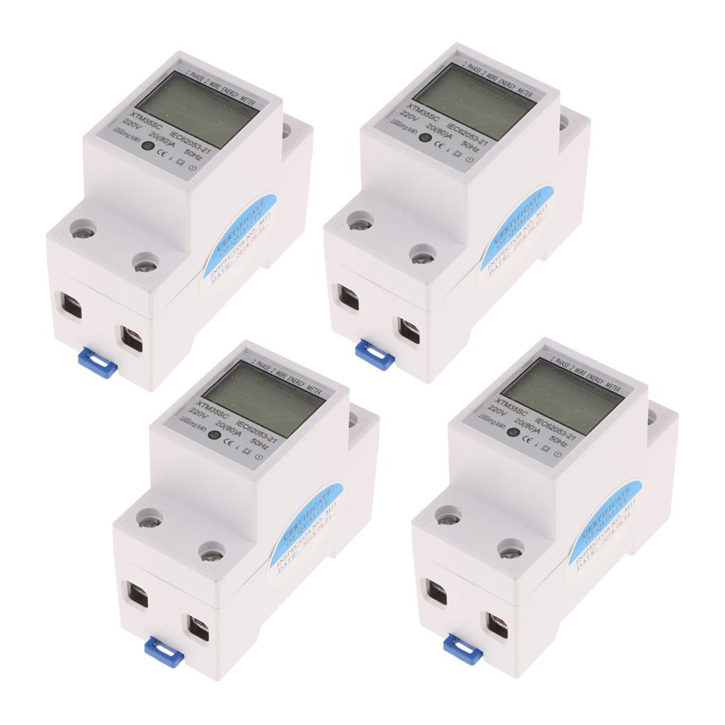 Phép Lạ Chiếu 4 20  220 V 50/60Hz DIN Đường Sắt KWH Watt Giờ Din-Đường Sắt Đồng Hồ Năng Lượng MÀN HÌNH LCD