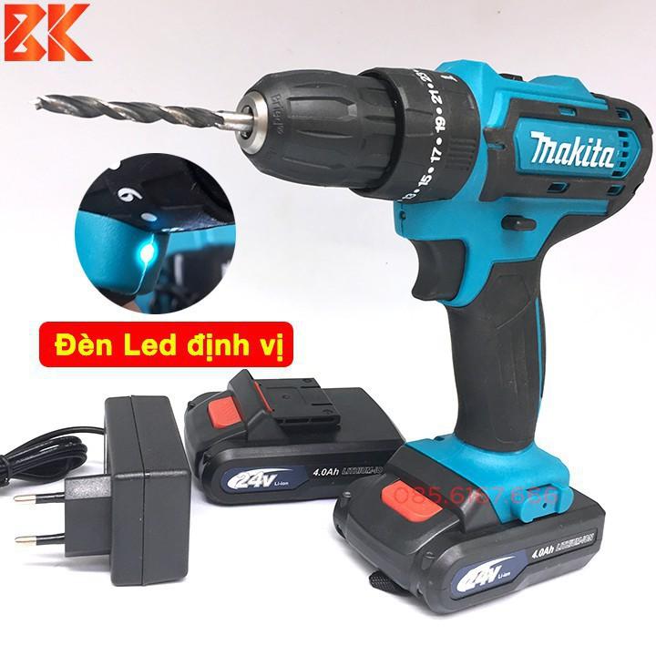 Máy Khoan Pin MAKITA 24V – Tặng phụ kiện 24 chi tiết – Khoan, Bắt vít, Khoan bê tông – Pin 5 CeLL