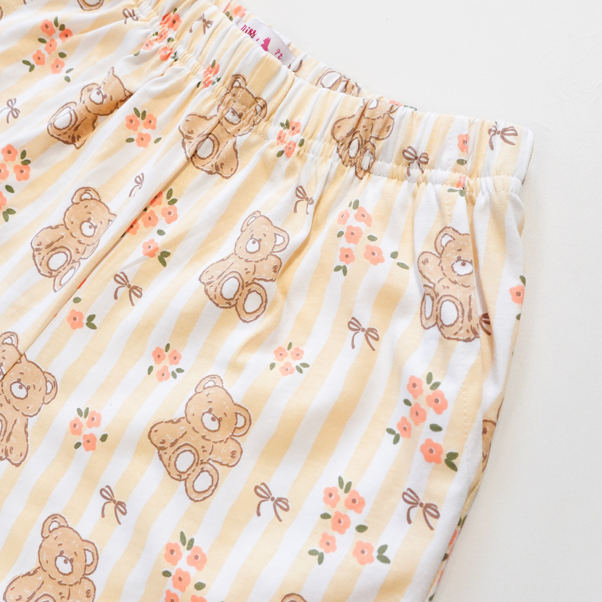 Bộ quần áo bé gái Bigfox Miss Meow mặc nhà mùa hè vải cotton in gấu hoa size đại trẻ em 3-11 tuổi