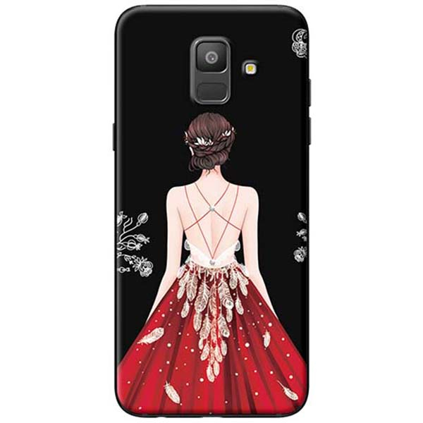 Ốp Lưng Dành Cho Samsung A6 2018 Cô Gái Váy Đỏ Nền Đen